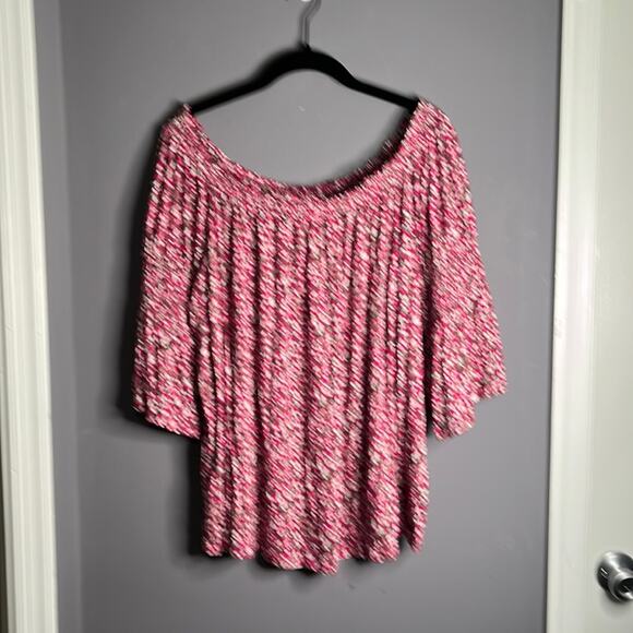 Lane Bryant Pink Polka Dot Off Shoulder Flowy Top Size 18/20 - Picture 9 of 9